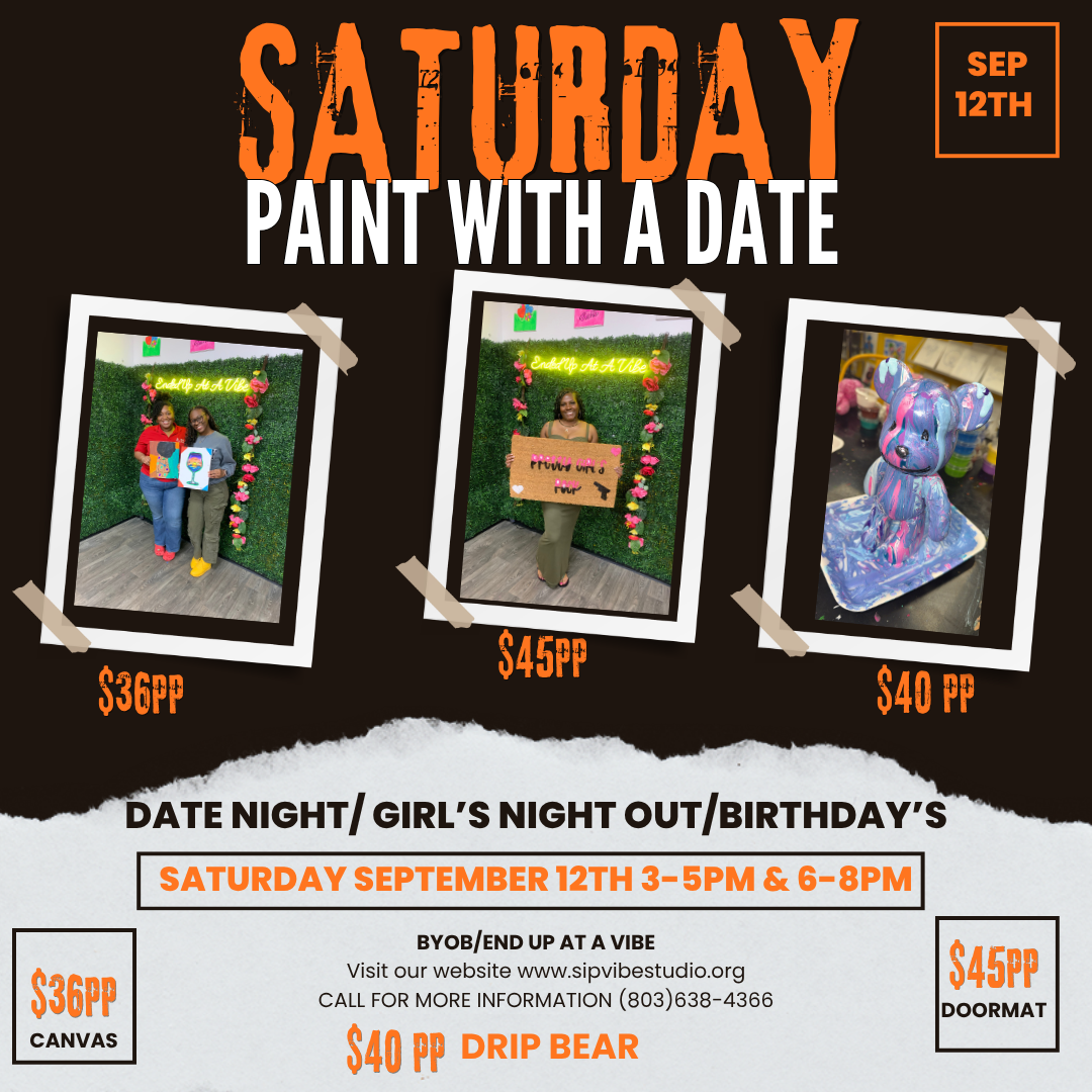 Saturday Sep 12th 3-5pm or 6-8pm