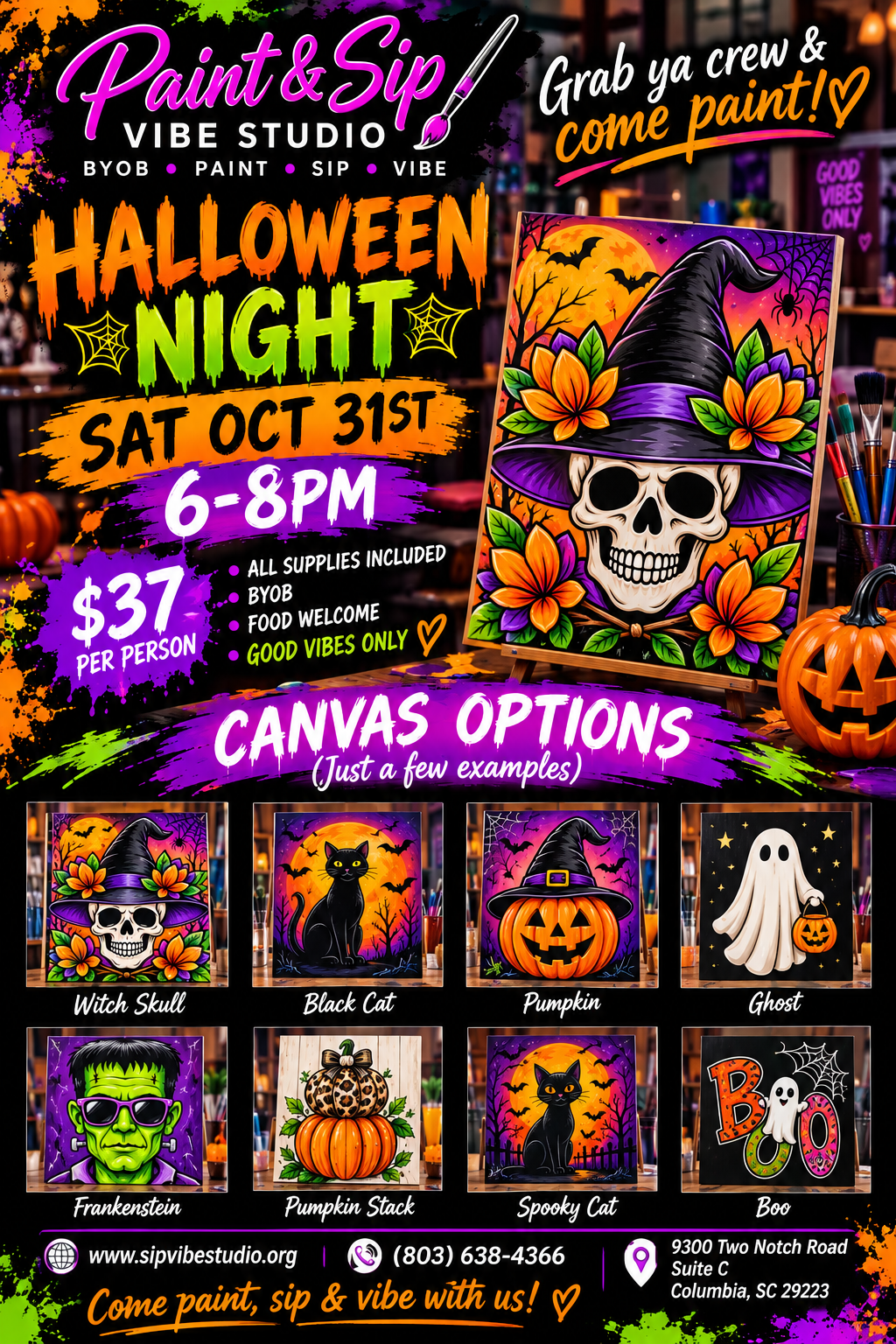 Halloween Night Sat Oct 31st 3-5pm or 6-8pm